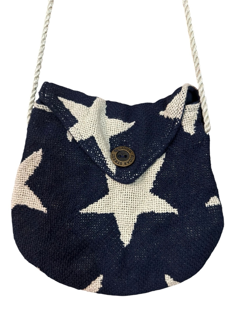 Vintage Nautical Navy Star Knit Crossbody Bag by Sugar Street Weavers